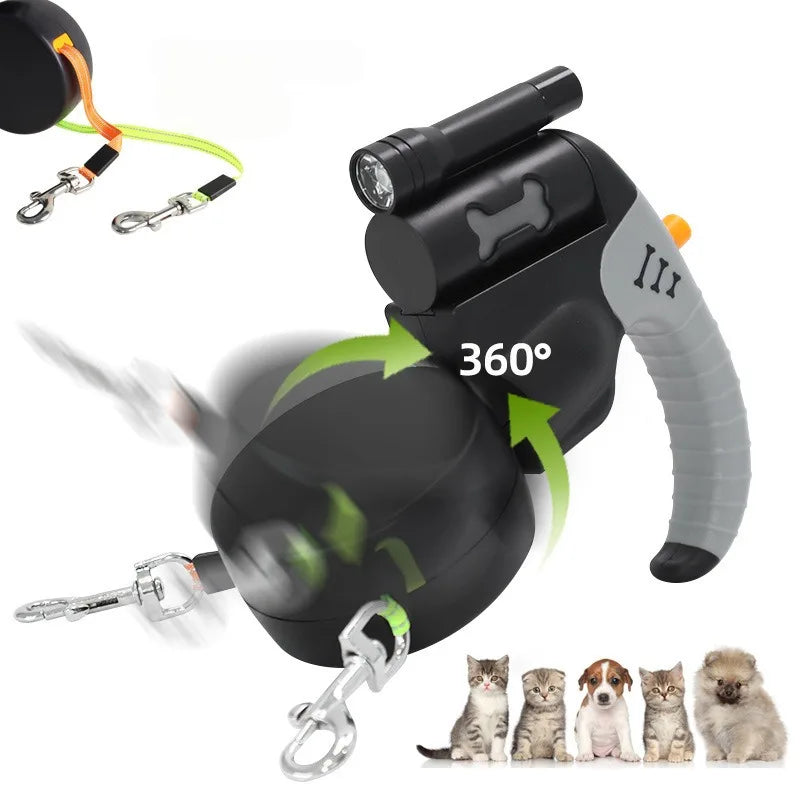 Smart Dual Dog Leash with Light