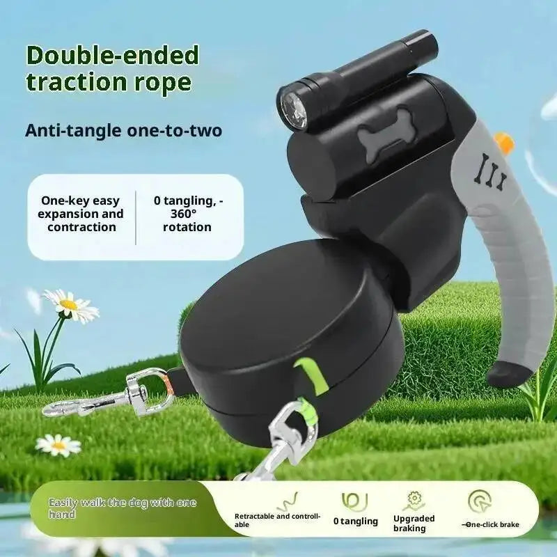 Smart Dual Dog Leash with Light
